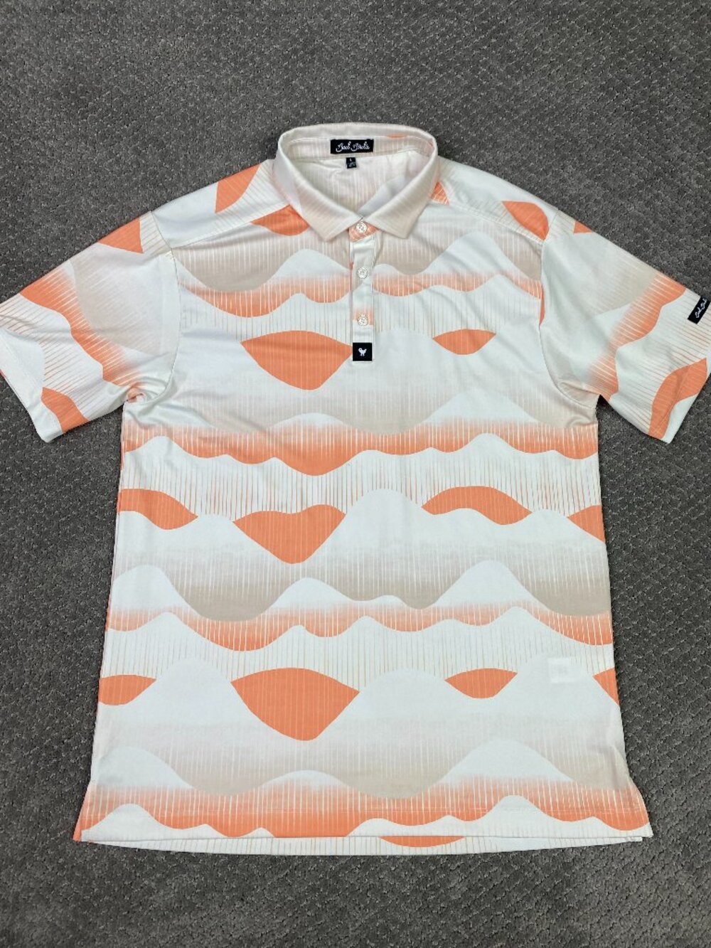 Bad Birdie Polo Shirt Mens Large Abstract Orange Golden Hour Golf Performance